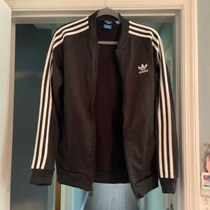 Black Adidas 3 striped jacket